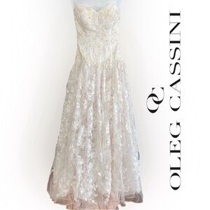 OLEG CASSINI Wedding Dress Gorgeous Ivory Unaltered Sz 8 originally $1700